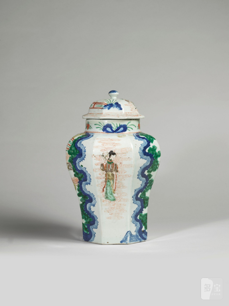 過渡期 十七世紀 五彩人物圖八方蓋罐一對 | PAIRE DE VASES BALUSTRE EN PORCELAINE WUCAI - 图12